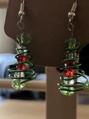 Handcrafted Christmas Tree Earrings